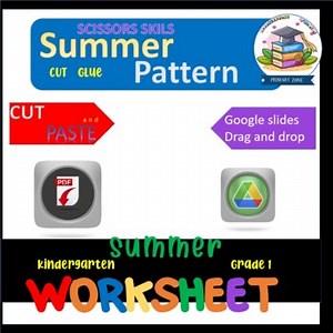 Summer Pattern Logic Puzzle pdf Cut and Glue , Google slides Drag and drop