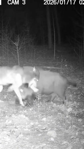 A battle between a wolf and a wild boar #animalattack #wildlife #minicamera #intense #animals