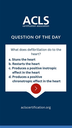 Question of the Day | ACLS Practice Test Question #12 #acls #aclscertification #shorts