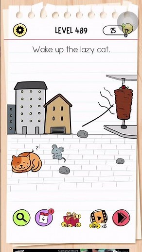 Brain Test All Star Level 489 Answer | Wake up the lazy cat