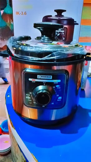 Bakeman electric pressure cooker 6ltr Cool touch Steamer basket steam Online and offline available Only prepaid orders Order now on fb instagram or WhatsApp | United crockery Store kupwara