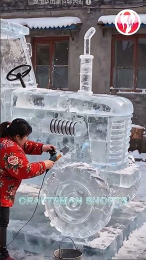 Ice Sculpture | Tractor hand-carved from ice