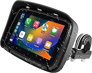 Carplay Screen for Motorcycle, Wireless Apple Car Play & Wireless Android Auto GPS Navigation for Motorcycle, 5" Waterproof Portable Apple Carplay/Android Auto, Support Siri/Google Assistant