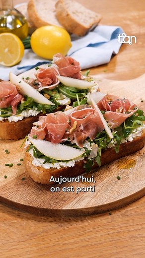 Marmiton on Instagram: "On adore cette généreuse recette de bruschetta au jambon de Parme AOP @jambondeparme_fr , à déguster sans modération 😍 Les ingrédients (pour 2 pièces) : - 2 belles tranches de pain - 2 poignées de roquette - 8 tranches de Jambon de Parme AOP - 1 poire comice - 150g de ricotta - Cerneaux de noix concassés - Ciboulette - Huile d’olive En partenariat rémunéré avec Prosciutto di Parma #jambondeparme #prosciuttodiparma #jambondeparmeAOP #monjambondeparme"