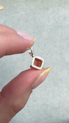 6mm Carnelian Diamond Pendant Sterling Silver July Birthstone