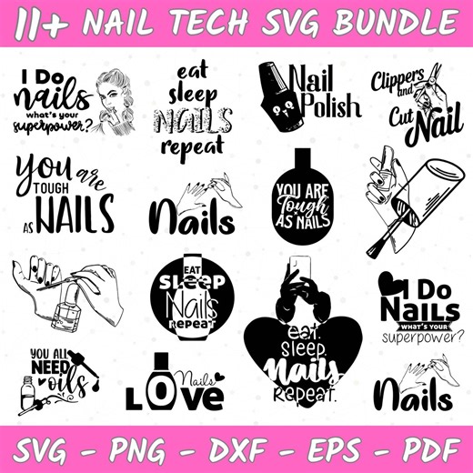 Nail Tech SVG Bundle, Nail Artist SVG Cut File, Nail Polish Svg, Girl Hand Svg, Nail Art Cut File, Nail Svg, Love Nails Shirt Print - Etsy