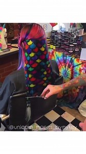 1.9M views · 23K reactions | Anyone else feeling the fantasy of The Rainbow Fish book? Love this kind of mermaid hair I colored with @manicpanicnyc #hairdye and trimmed  #mermaidhair #hairgoals #ad #sponsoredpost #hairdresser #hairstyles #haircolor #hair #hairart #haircolor #manicpanic #manicpanicartist #hairprocess #haircut | Unicorn Manes by Mykey | Facebook
