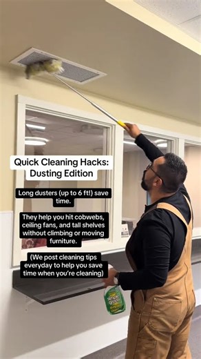 Quick Cleaning Hacks: Dusting Edition Long dusters (up to 6 ft!) save time