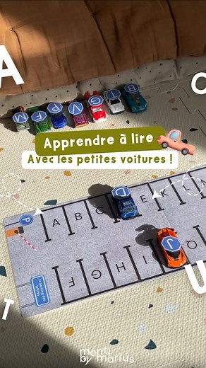 Mélissa ✨ Montessori à la maison | 2-6 ans 🚀 on Instagram: "Apprendre en s’amusant avec des petites voitures ! 🚗✨ Pas besoin de forcer, ni de répéter 100 fois : le mouvement, le jeu et la progression naturelle font tout le travail 🥰 C’est ce que j’ai voulu créer avec ce fichier, en 3 étapes toutes simples : 🌟 Apprendre à repérer les lettres comme on gare sa voiture au bon endroit ! 🌟 Comprendre la fusion des sons ; 🌟 Lire ses premiers mots sans même s’en rendre compte ! Marius à beaucoup a
