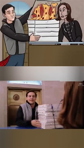 Spider-Man Pizza Scene – Animated vs Live Action 👀
