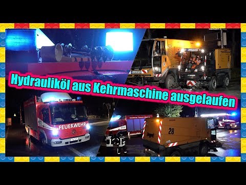 + ÖL-UNFALL 2 | Hydrauliköl von Kehrmaschine läuft aus + 🚒 FEUERWEHR STUTTGART mit RÜSTWAGEN UMWELT