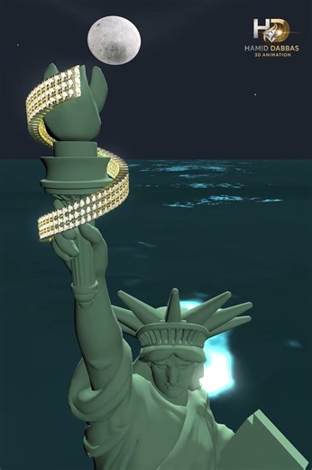 3D Jewelry Animation | Statue of Liberty Diamond Necklace | Cinema 4D & MatrixGold