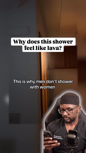 Dr. Emmanuel Aguh, MD | Family Medicine on Instagram: "Ever stepped into someone else’s shower and thought, how is this comfortable? You’re not imagining it. Some people genuinely prefer hotter showers because of differences in body composition and how the body regulates temperature. Hormones also play a role in how warmth is perceived. Quick reminder for everyone, very hot showers strip your skin’s natural oils, dry out the skin barrier, and can worsen eczema and irritation. Warm is usually bet