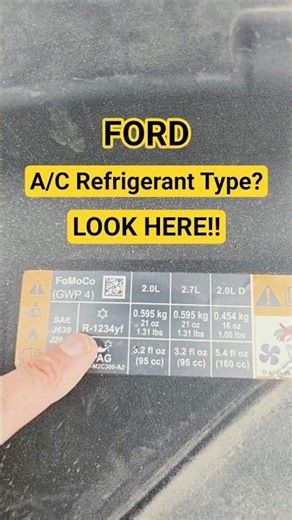 Find Ford A/C Refrigerant Type Fast (Sticker Location) #ford #cars
