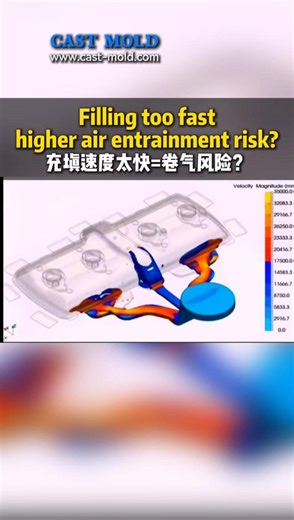 Ruby on Instagram: "Ever had porosity that just won’t go away — even after tweaking pressure? 🤯 This Moldflow velocity plot shows a classic root cause: air entrainment (air roll). What’s happening here: * Sudden high velocity zones → melt front folds / jetting * Air gets trapped inside the flow → internal porosity / leakage risk * Often around last-to-fill areas or round-to-flat transitions ✅ Practical fixes we typically validate in DFM + Moldflow: 1. Resize/adjust the gate to avoid jetting 2. 