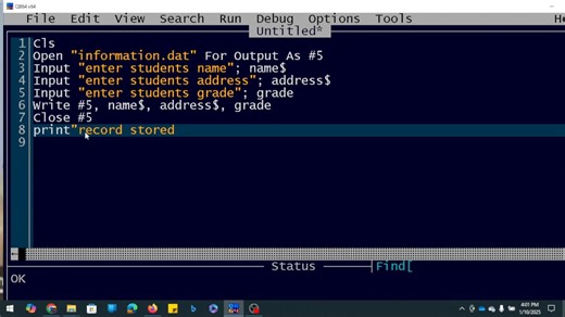 #QBASIC #FileHandling #WriteData #ReadData #AppendData #ProgrammingBasics #DataStorage In QBASIC, files are used to store data permanently. Writing data saves information into a file using OPEN with OUTPUT and the WRITE or PRINT # statement. Reading data retrieves stored information using OPEN with INPUT and commands like INPUT #. Appending data adds new records to an existing file using OPEN with APPEND, which keeps old data safe while inserting new data at the end of the file. These operations
