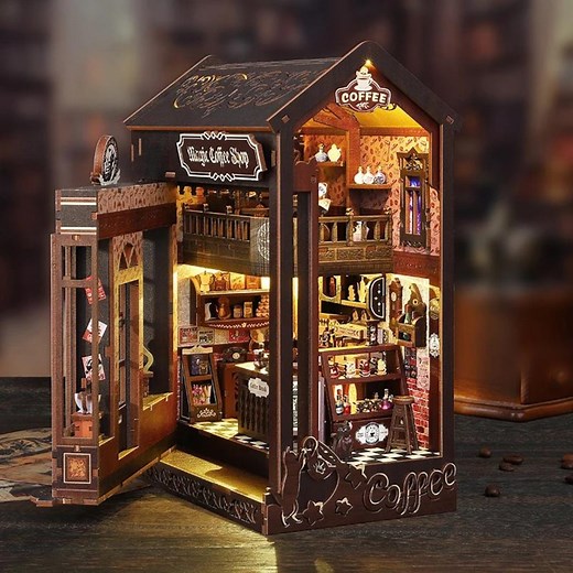 Coffee Shop Book Nook Kit: 3D Wooden Puzzle With LED Lights - Etsy