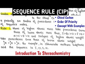 Sequence Rule (CIP RULE) | Order Of Priority | Introduction To Stereochemistry Notes