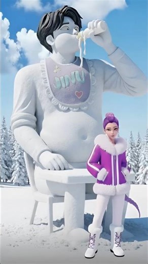 Huntrix Ices Saja Boys! All Snow Sculptures DESTROYED! #trending #KpopShorts