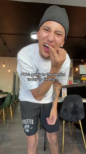 Finally getting it fixed 🤣 #dentist #tooth #veneer