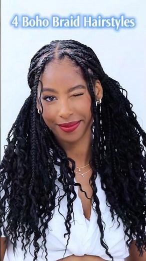✨ Switch up your look with these 4 boho braid hairstyles! #braids #hairstyle #bohobraids #boxbraids
