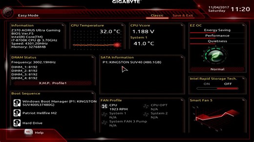 AORUS Z370 Ultra Gaming BIOS overview