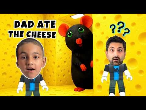 Son Found 9 Cheese & Dad Got Stuck In Roblox Cheese Escape Mouse!