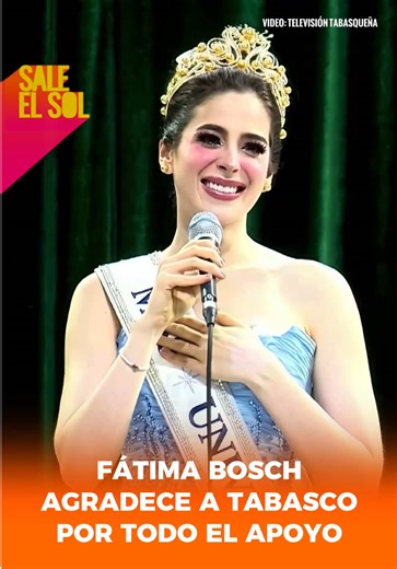 ¡#FátimaBosch agradece todo el apoyo que recibió por parte de sus paisanos tabasqueños durante su participación en #MissUniverse2025! 🙌🏻👑🇲🇽💃🏻☀️📺 Crédito: Televisión Tabasqueña #SaleElSol