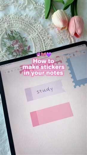 How to make stickers in your notes 🔮🎀💜 #studytips #notetaking #digitalnotes #ipadnotetaking #ipad