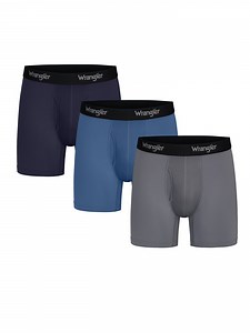 Wrangler Cool Carpenter 6" Boxer Briefs Men's Underwear, Medium, Navy/Federal Blue/Charcoal, 3-Pack