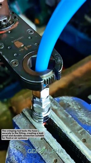 Hydraulic Hose Crimping Process for Secure Fitting Assembly #manufacturing