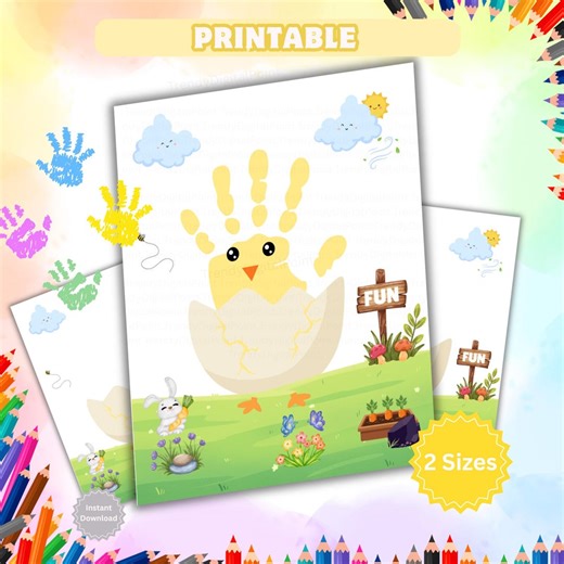 Spring Chick Handprint Craft Printable, Easter Handprint Art for Kids, Preschool Activity, Baby Chick Keepsake, Classroom Spring Craft - Etsy