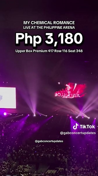 Here’s your seat PoV from Upper Box Premium Section 417! This is Row 116 Seat 348 at the Philippine Arena! 🇵🇭 Ticket selling for My Chemical Romance 2026 concert will start on September 06, 2025 | 12nn via Pulp Tickets @PULP Live World #MyChemicalRomanceinPH2026 #MyChemicalRomance #MCR #MCRPH #TheBlackParade
