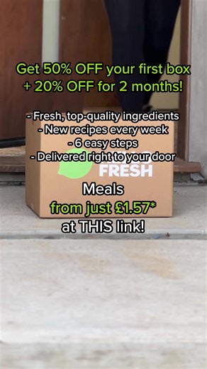 🤩 Get 50% off your first box free dessert for life. 🥙 Family Friendly, Quick & Easy recipes and more 🍝 45 options weekly ⏰ 15-minute dinners 🍰 Plus, get free dessert for life with every order Order now and save. HelloFresh, hello dinner! T&Cs: *Price calculated using 50% first box offer against the price per serving of our second smallest box size (2P3M) on 23/12/2024. Full price per serving for this box is £5.25 (excluding shipping). | HelloFresh