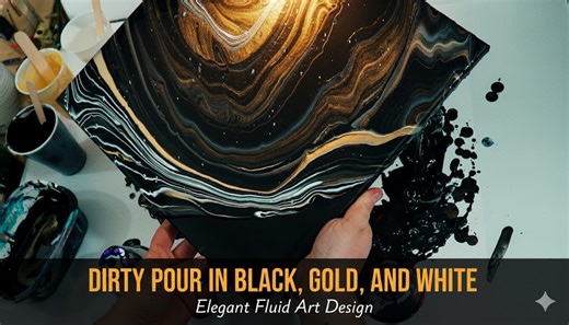 Dirty Pour in Black, Gold, and White – Elegant Fluid Art Design