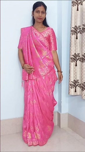 Gujarati style saree draping #pallu #parfect #drape #saree