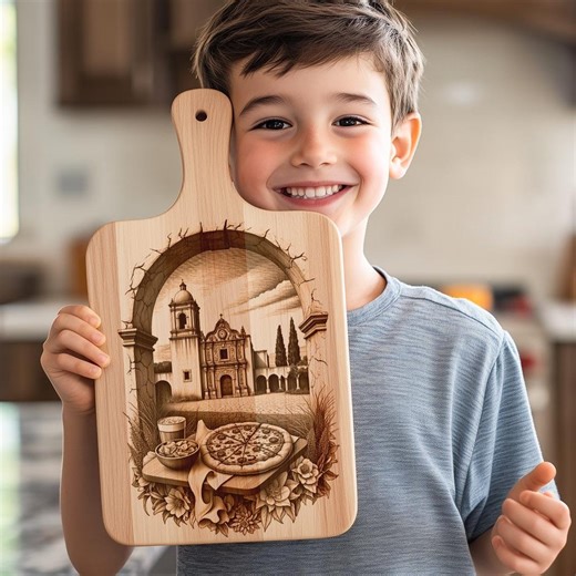 Charcuterie Laser Engraving File, American Pizza Alamo Mission Board Design for Kitchen Decor - Etsy