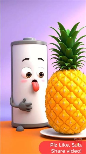 Battery Mukbang PineApple | Battery Animation #battery_overcharging #shorts