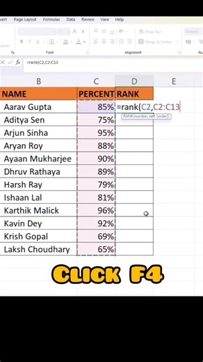 Excel Me Rank Kaise Nikale | Rank Formula in Excel | Rank Formula 🔥
