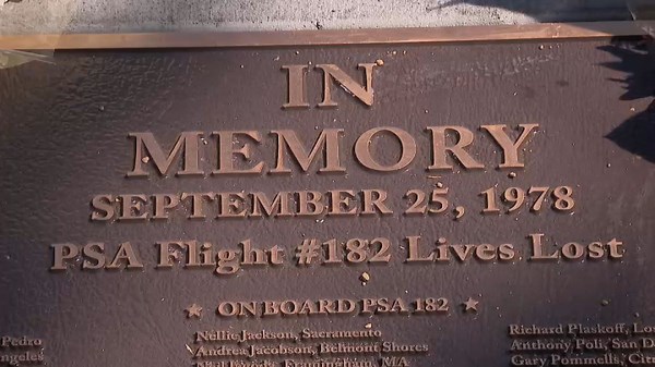 Four decades after PSA flight 182 crash, memorial plaque honors 144 victims