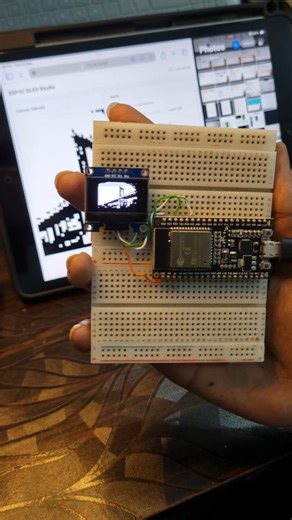 Udit Maurya on Instagram: "OLED Canvas with ESP32 🎨 Turn your ESP32 into a mini digital canvas! 🖥️✨ Here I’ve displayed a black-and-white image on an OLED screen using image processing + ESP32. This project shows how you can render graphics, text, or even animations on a tiny display. 🔌 Hardware: ESP32 + OLED (I2C) 💻 Software: Image to bitmap converter + Arduino IDE ⚡ Applications: Mini photo frame, IoT dashboard, wearable display, pixel art Creativity meets electronics — all on a 1-inch scr