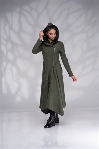 Hooded Wool Coat Women, Winter Long Warm Coat - Etsy