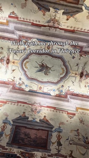 Inside the Vasari corridor! This corridor runs through the heart of Florence beginning at the Uffizi Gallery and ending at Pitti Palace. It goes over Ponte Vecchio, by the church of St. Felicity, and Boboli Gardens. The Duke used the corridor to walk to and from his home to the government offices, mostly due to safety concerns! Would you like to walk through this historic passageway? | History By Lynny | Lynnette