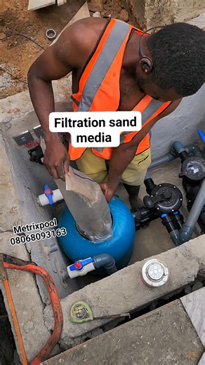 Swimming pool filtration tank connection. Adding sand media in the system. Pool filtration connection. #Metrixpool #swimmingpool #dreamswimmingpool #nigeriapoolsolutions #familypool | Swimming pool and Water fountain construction Etc