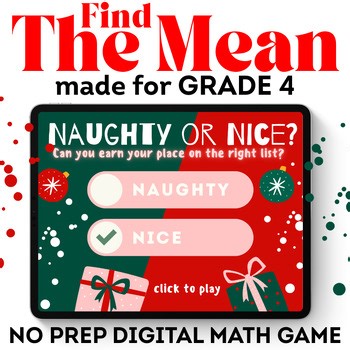Naughty Nice Holiday Activities 4th Grade Finding the Mean Christmas Statistics