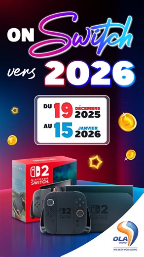 🎮 JEU CONCOURS 🎮 Vous souhaitez démarrer l'année avec une expérience gaming ? Pendant les fêtes, prenez part à notre concours exceptionnel pour avoir la chance de remporter l'une des 4 Nintendo Switch 2 que nous offrons ! Rendez-vous dans l'une de vos stations OLA Energy Réunion entre le 19 décembre 2025 et le 15 janvier 2026 pour participer à ce tirage au sort. Pour participer, rien de plus simple : 🔹Scannez le QR code présent en station. 🔹Déposez votre ticket de caisse en quelques secondes