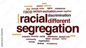 Racial segregation animated word cloud, text design animation. Stock Video