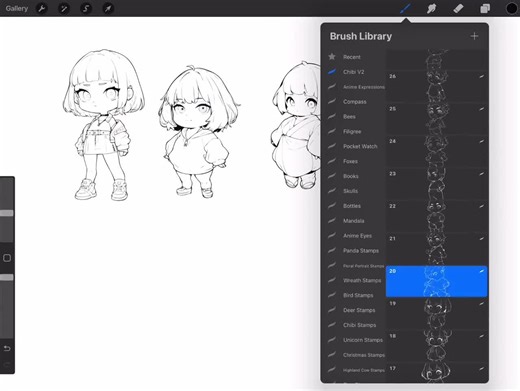 96 Chibi Character Guide Stamp Brushes for Procreate - Anime Illustration Brush Pack - Etsy Denmark