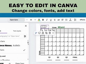 50 Football Squares Editable & Printable, Office Football Pool, Square Grid, Gameday Betting Board, Editable in Canva, Football Fundraiser - Etsy