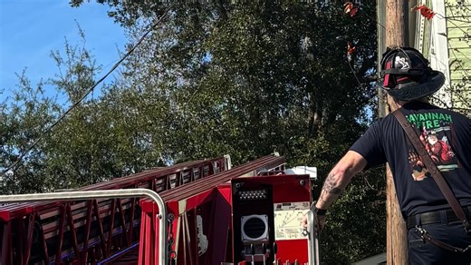 Man clings to a tree in Savannah